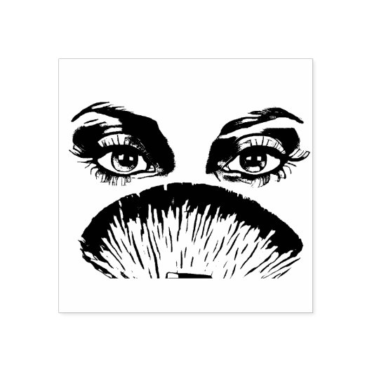 女かわいらし顔の目の唇メイクアップブラシアート ラバースタンプ (インプリント)