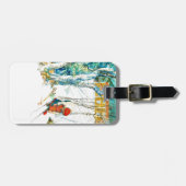 女がスキーを履く ラゲッジタグ (正面横)