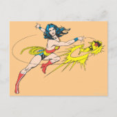 女が疑問に思冠を投げる ポストカード (正面)