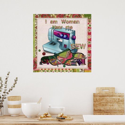 女が縫う ポスター (キッチン)