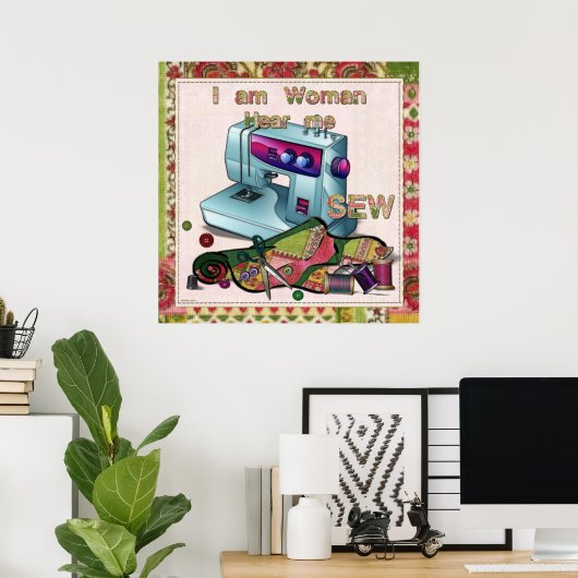 女が縫う ポスター (ホームオフィス)