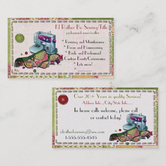 女が縫う 名刺 (正面/裏面)