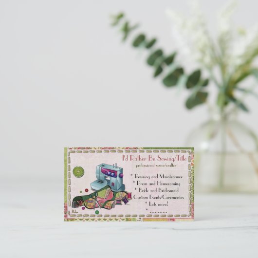 女が縫う 名刺 (スタンド正面)