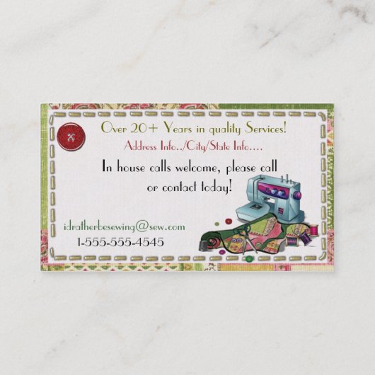 女が縫う 名刺 (裏面)