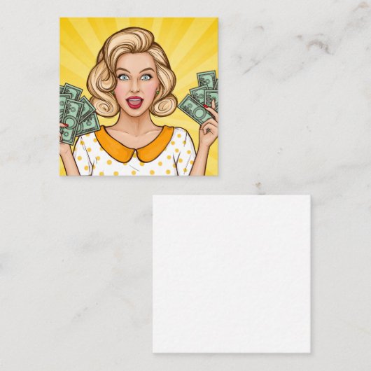 女が金を持っている スクエア名刺 (正面/裏面)
