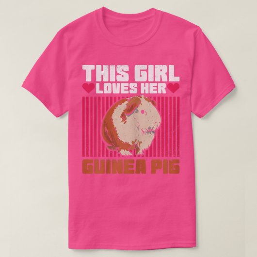 女この女の子は彼女のモルモットデザインを愛して Tシャツ (デザイン正面)