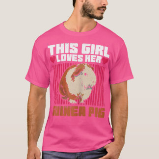 女この女の子は彼女のモルモットデザインを愛して Tシャツ