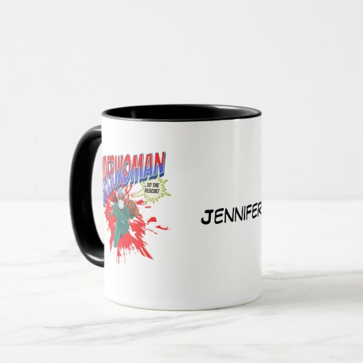 女すごい性メディア、ナース、医師。編集可能な名前 マグカップ (正面左)