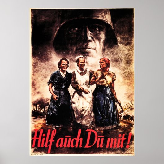 「女だって救済よ!」 ドイツ戦争プロパガンダ ポスター (正面)