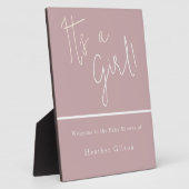 女だ!ほこりっぽいバラメイブベビーシャワーエントランス フォトプラーク (側面)