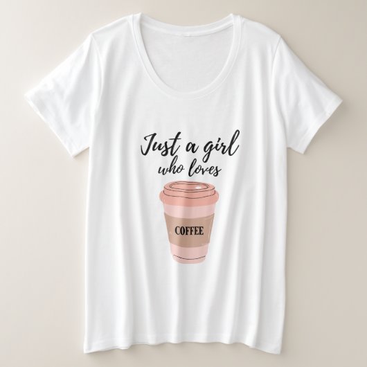 女とコーヒー プラスサイズTシャツ (デザイン正面)