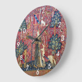 『女とユニコーン、触れる』 ラージ壁時計 (傾斜)