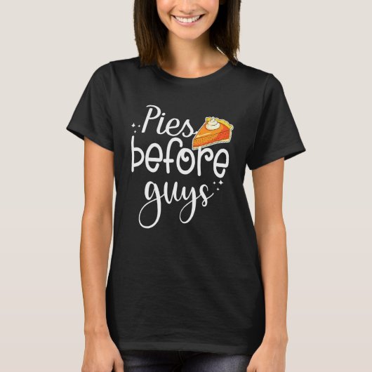 女と女の子に感謝する男の前のパイ Tシャツ (正面)