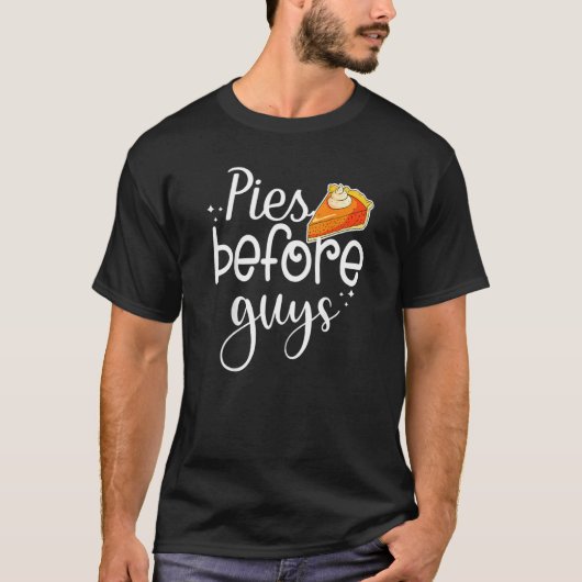 女と女の子に感謝する男の前のパイ Tシャツ (正面)