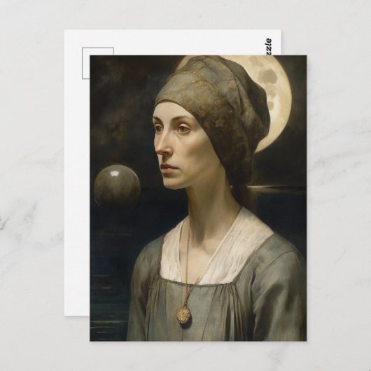 女と月 ポストカード (正面/裏面)