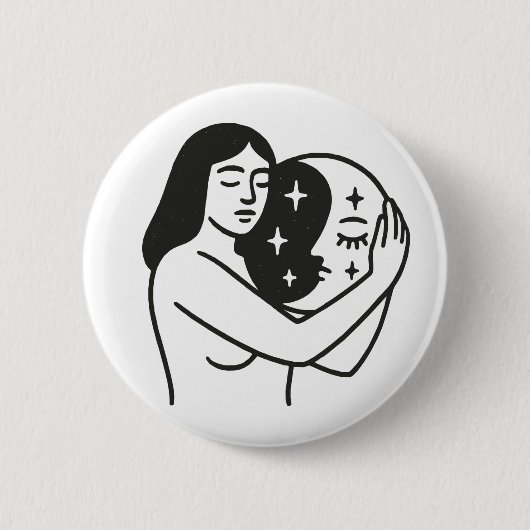 女と月 缶バッジ (正面)