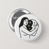 女と月 缶バッジ (正面&裏面)