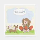 女と犬の友最高の達 スタンダードランチョンナプキン (正面)