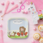 女と犬の友最高の達 ペーパープレート (パーティー)