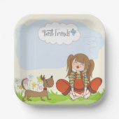 女と犬の友最高の達 ペーパープレート (正面)