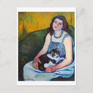『女と猫』、スザンヌ・ヴァラドン ポストカード