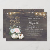 女と男の子の双子秋カボチャンスベビーシャワー 招待状 (正面/裏面)