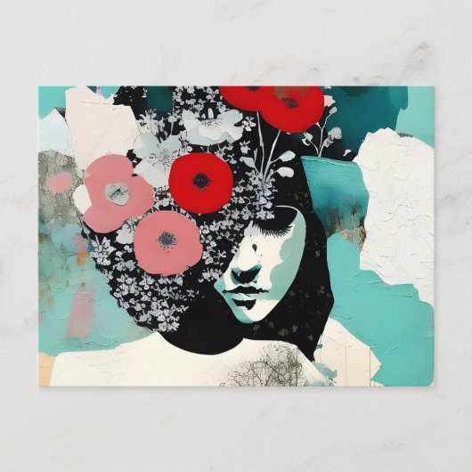 女と花は禁断絵画の ポストカード (正面)