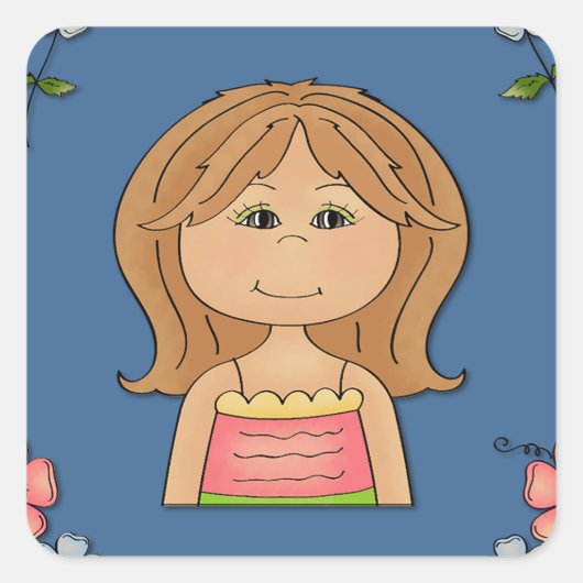 女と花 スクエアシール (正面)