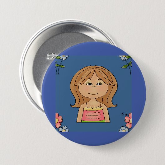 女と花 缶バッジ (正面&裏面)