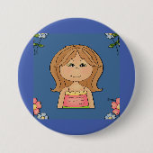 女と花 缶バッジ (正面)