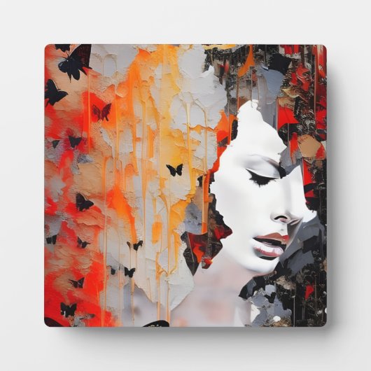 女と蝶の乱れ絵画た フォトプラーク (正面)