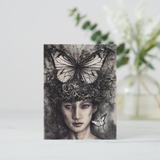 女と蝶 ポストカード (スタンド正面)