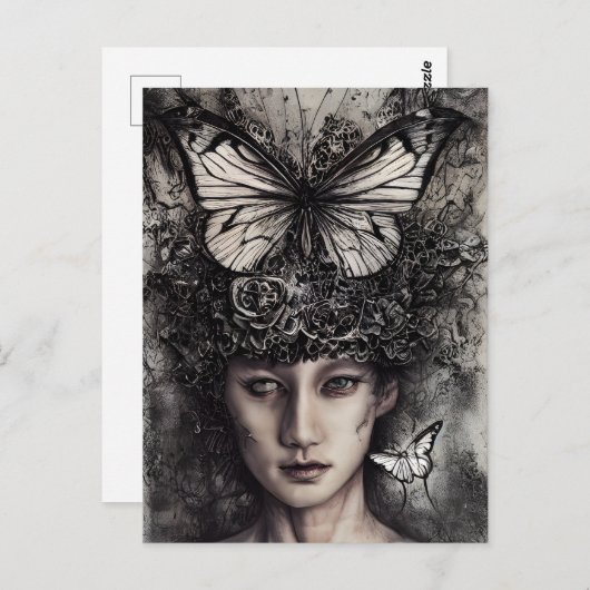 女と蝶 ポストカード (正面/裏面)
