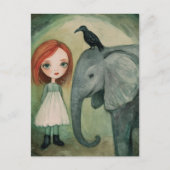 女と象と鳥 ポストカード (正面)