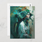 女と象 ポストカード (正面/裏面)