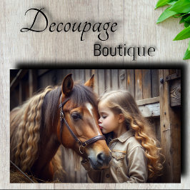 女と馬のキスのデコページ 薄葉紙