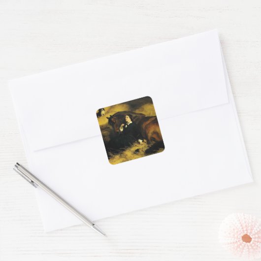 女と馬 スクエアシール (封筒)