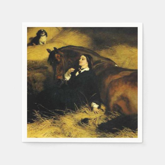 女と馬 スタンダードカクテルナプキン (正面)