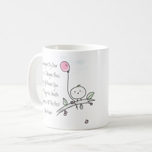 女に可愛いパーソナライズされたお別れプレゼント コーヒーマグカップ (正面左)