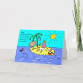 女のおもしろいマンガ砂漠の島のクリスマス シーズンカード (正面)