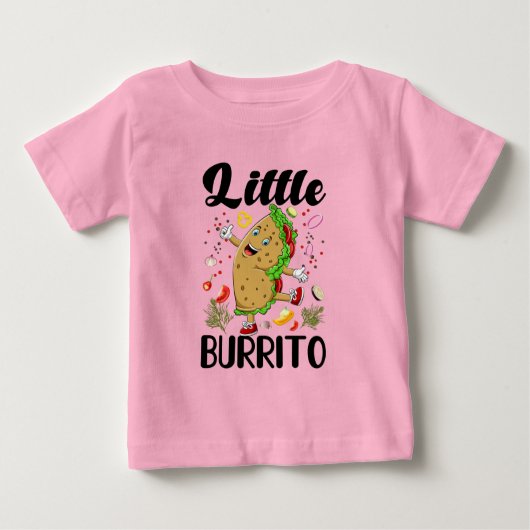 女のおもしろい子のリトルBurritoワードアート ベビーTシャツ (正面)