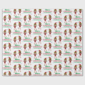 女のおもしろい子の小妖精や小人カスタム子供写真クリスマス ラッピングペーパー (フラット)