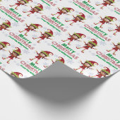 女のおもしろい子の小妖精や小人カスタム子供写真クリスマス ラッピングペーパー (角)