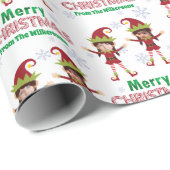 女のおもしろい子の小妖精や小人カスタム子供写真クリスマス ラッピングペーパー (ロールコーナー)