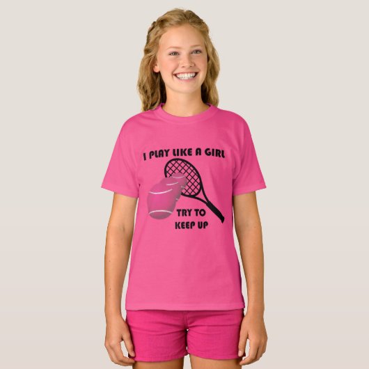 女のおもしろい遊子のようにテニス Tシャツ (正面フル)