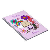 女のお洒落子の本の犬のレインボーのキノコフローラ ノートブック (右側)