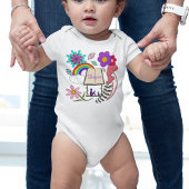 女のお洒落子の本の犬のレインボーのキノコフローラ ベビーボディスーツ