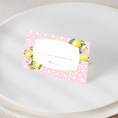 女のかわいらし子のためのピンクと白のレモンの赤ちゃんシャワー プレイスカード