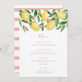 女のかわいらし子のためのピンクのレモン柑橘系ベビーシャワー メニュー (正面/裏面)