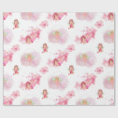 女のかわいらし子のためのピンクの妖精の包装紙 ラッピングペーパー (フラット)